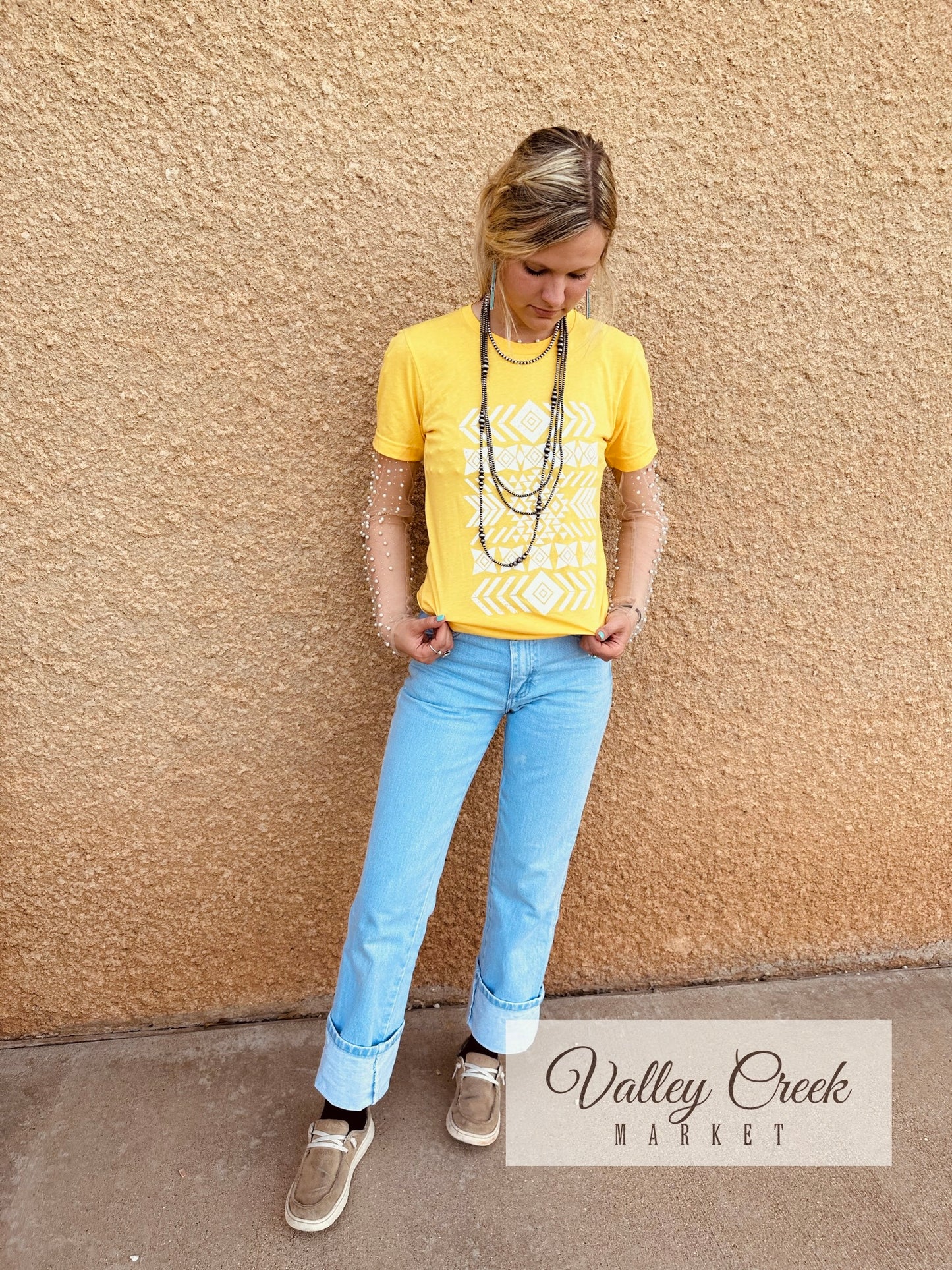 Yellow Aztec Graphic Tee
