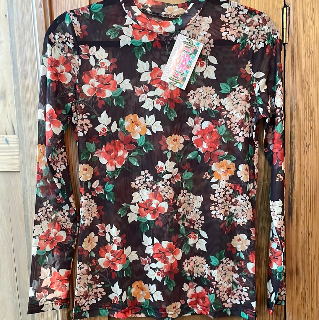 Floral Mesh Top