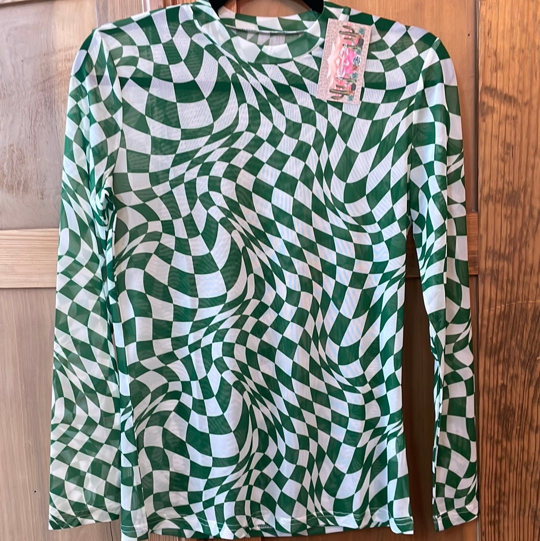 Checkered Mesh Top
