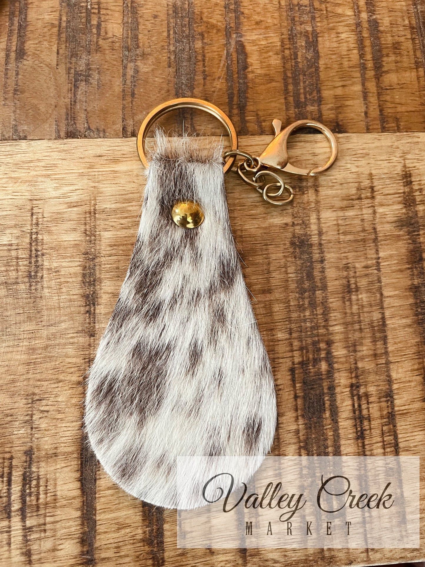 Long Oval Cowhide Keychain
