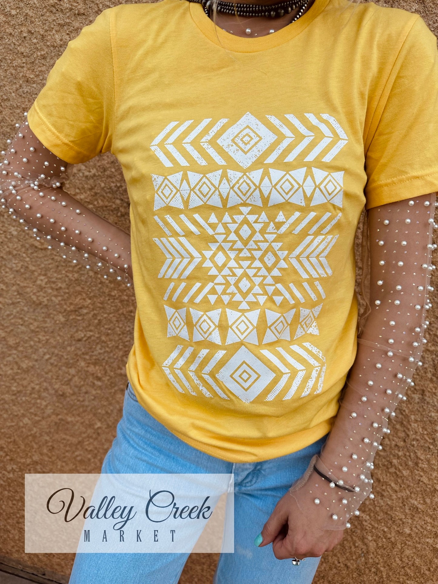 Yellow Aztec Graphic Tee