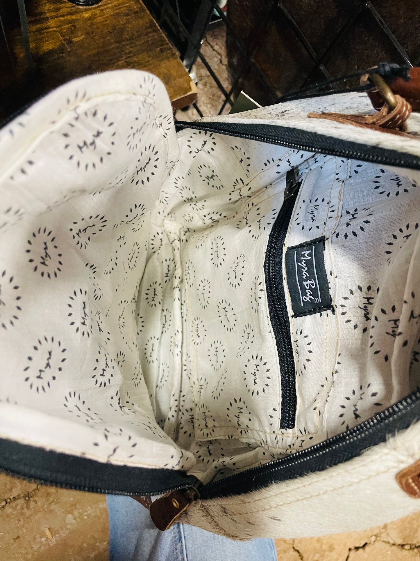 Small Cowhide Patchwork Backpack