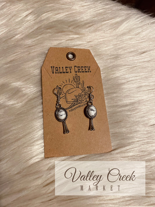 White Stone Blossom Earrings