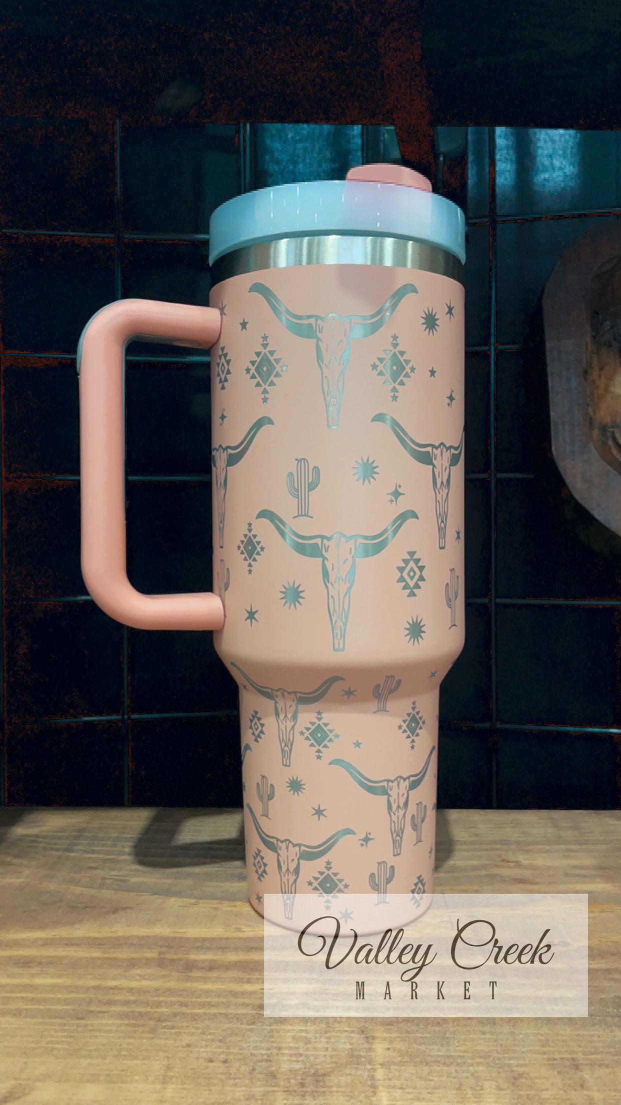 Engraved Western Tumbler Peach