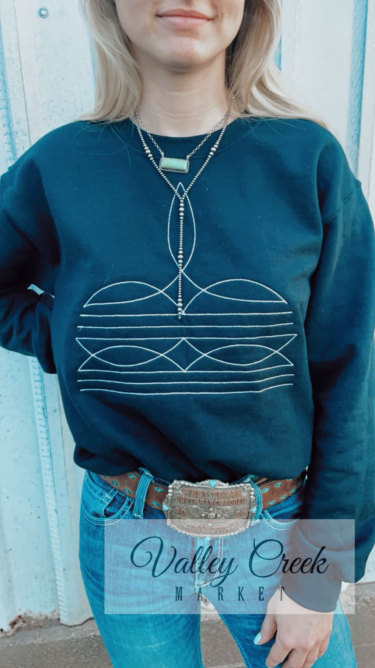 Black and White Boot Stitch Sweatshirt
