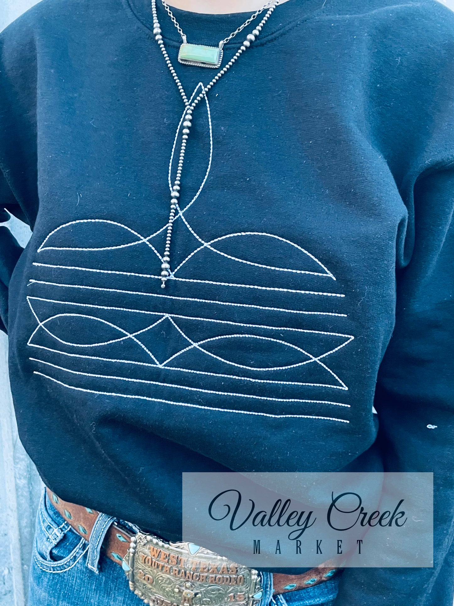 Black and White Boot Stitch Sweatshirt