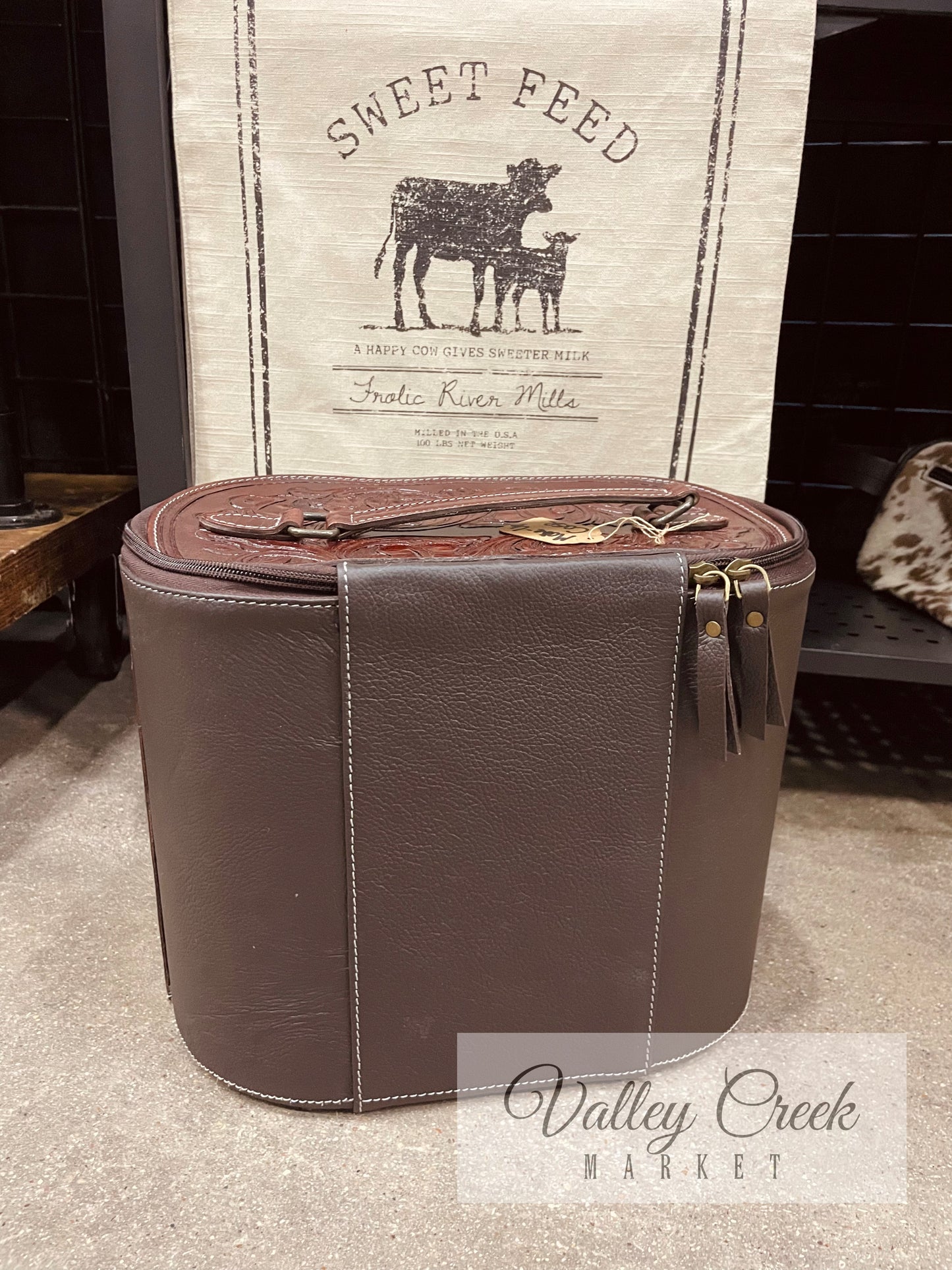 Large Brown Cowhide Makeup Case