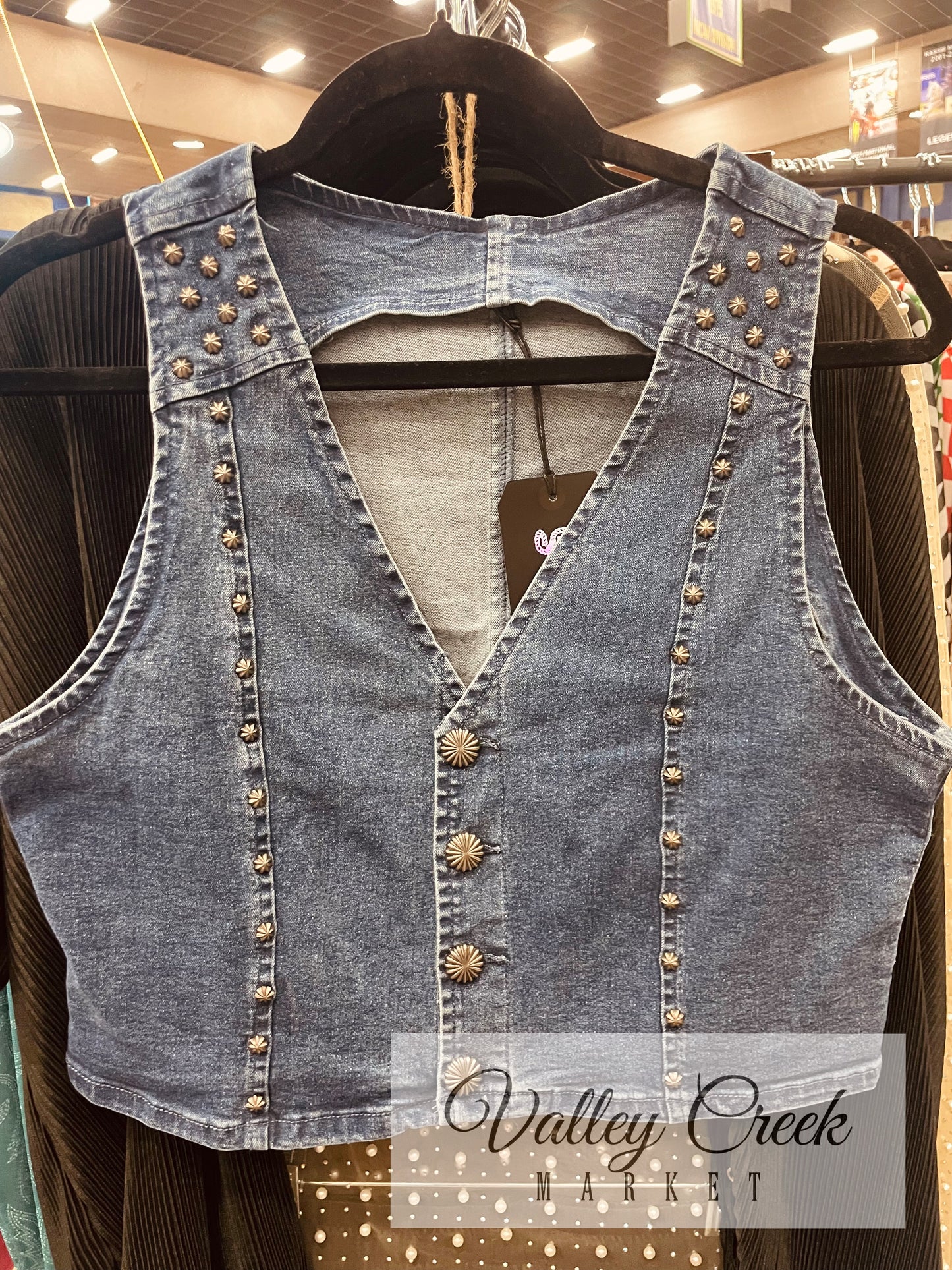 Denim concho vest