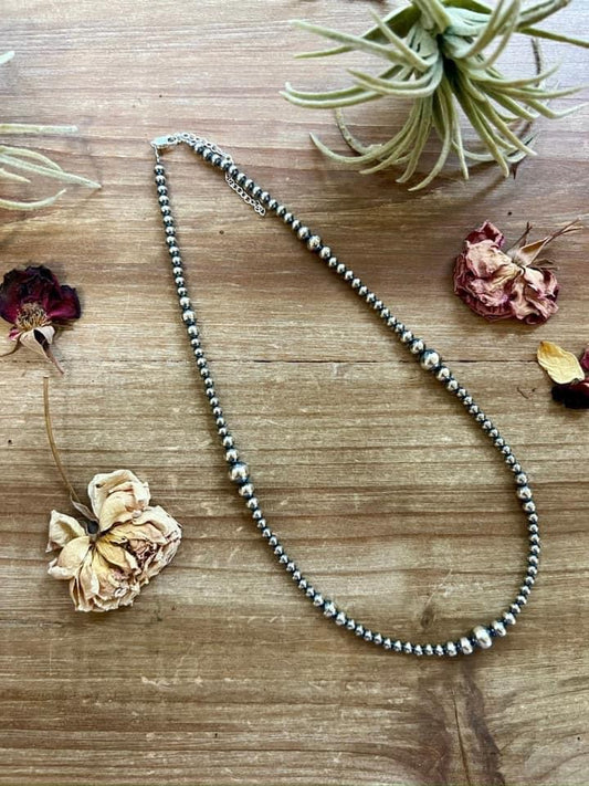 18” Graduated Navajo Pearl Sterling Silver Necklace