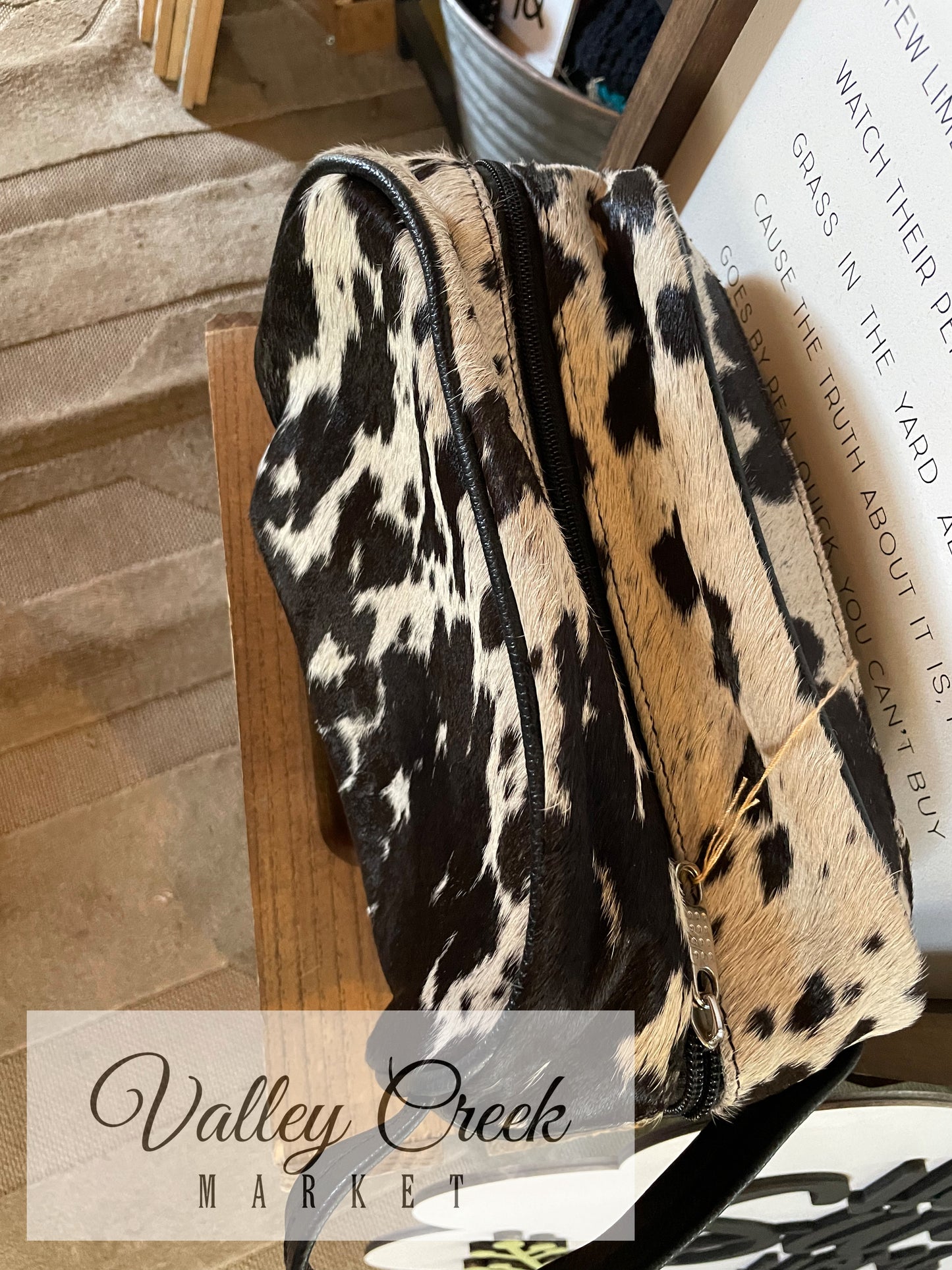 Black and White Cowhide Travel Bag