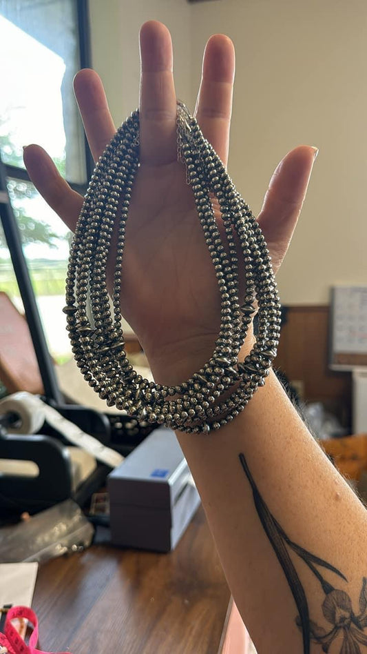 3 Size Graduated Navajo Pearl Sterling Silver Choker Necklace