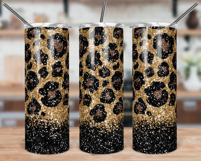 Leopard is the new black glitter tumbler, animal print tumbler