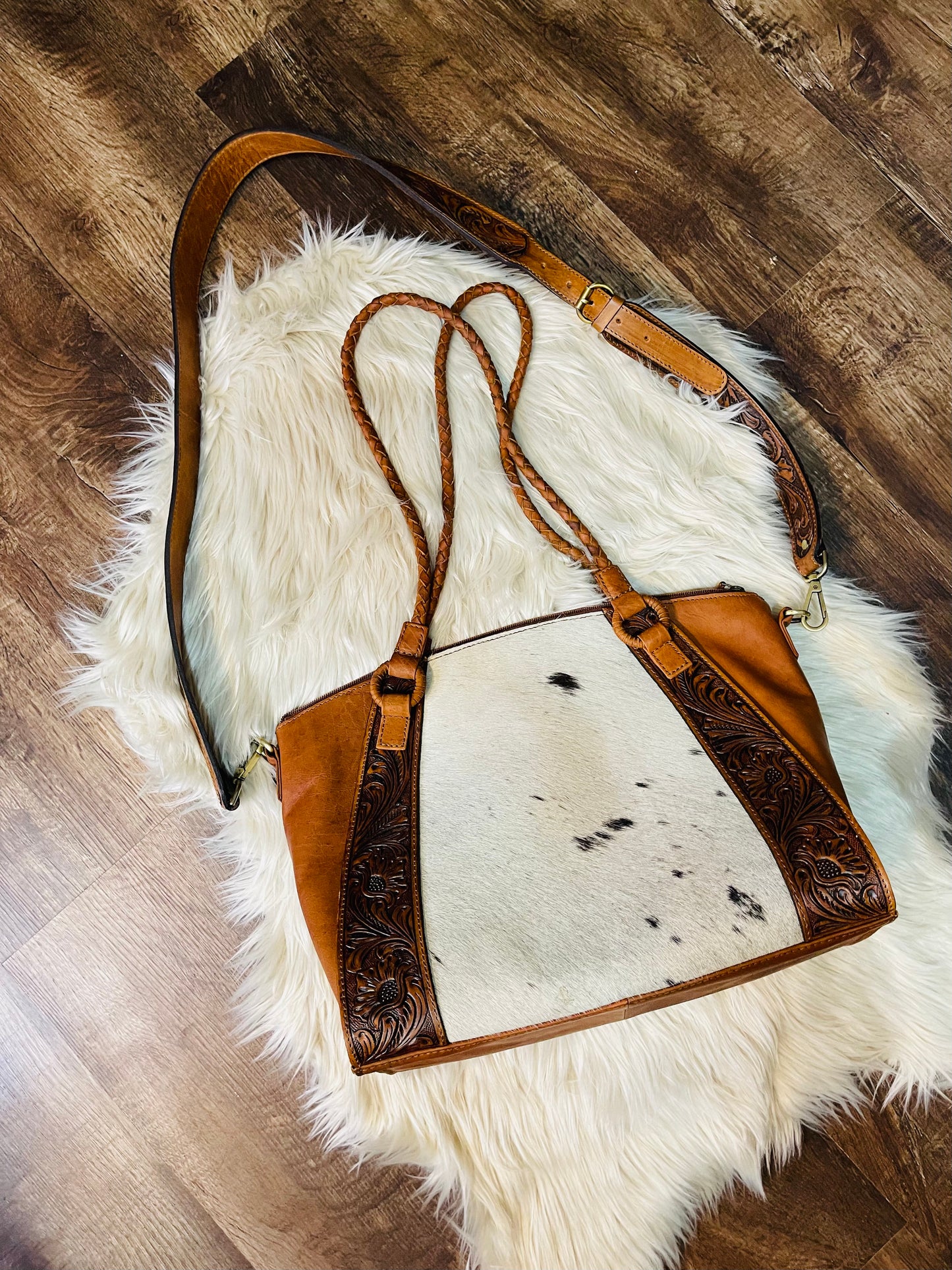 Ella Concealed Carry Leather/Hair on Hide Tote by American Darling