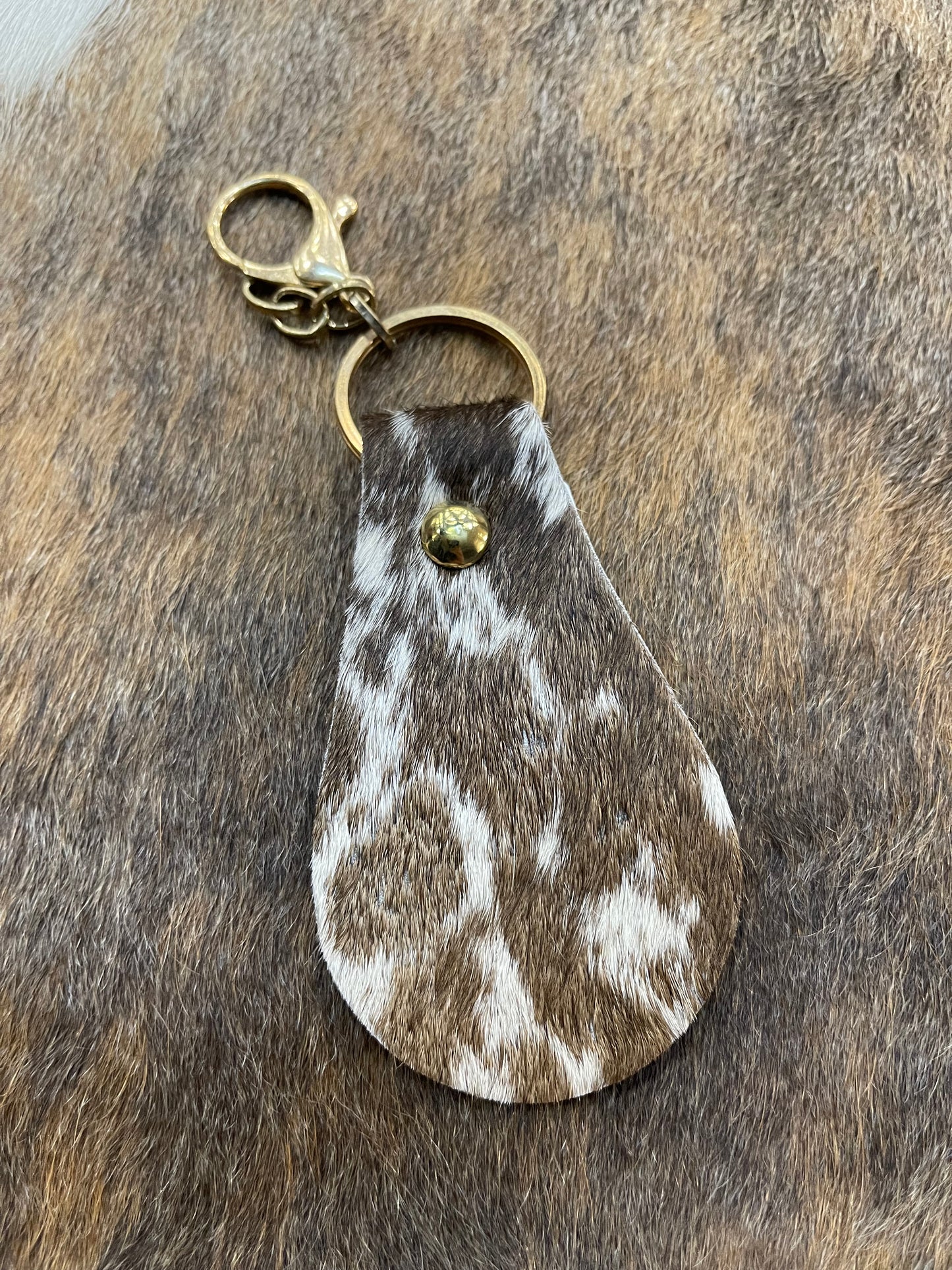 Cowhide keychain fob