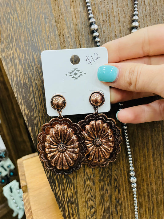 Copper Concho Earrings