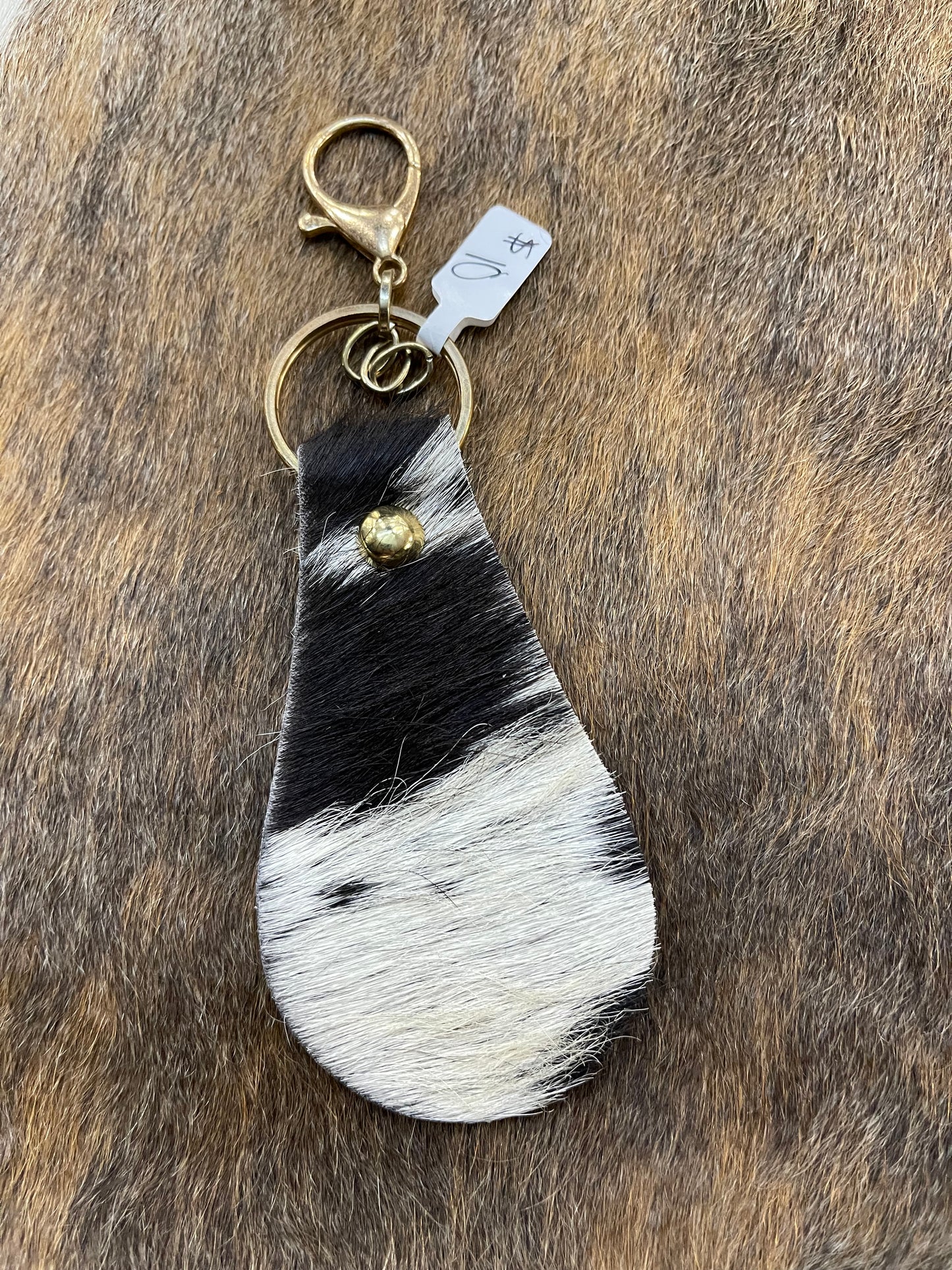 Cowhide keychain fob