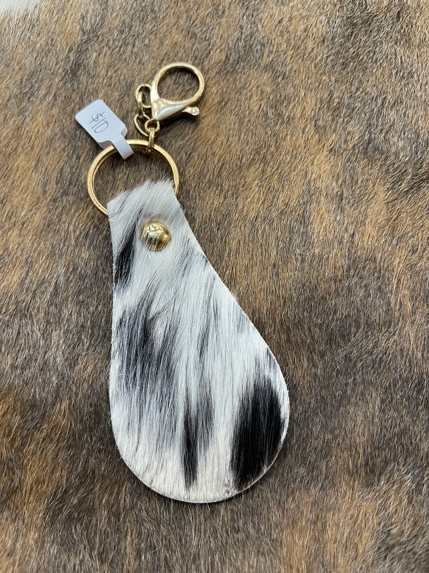 Cowhide keychain fob