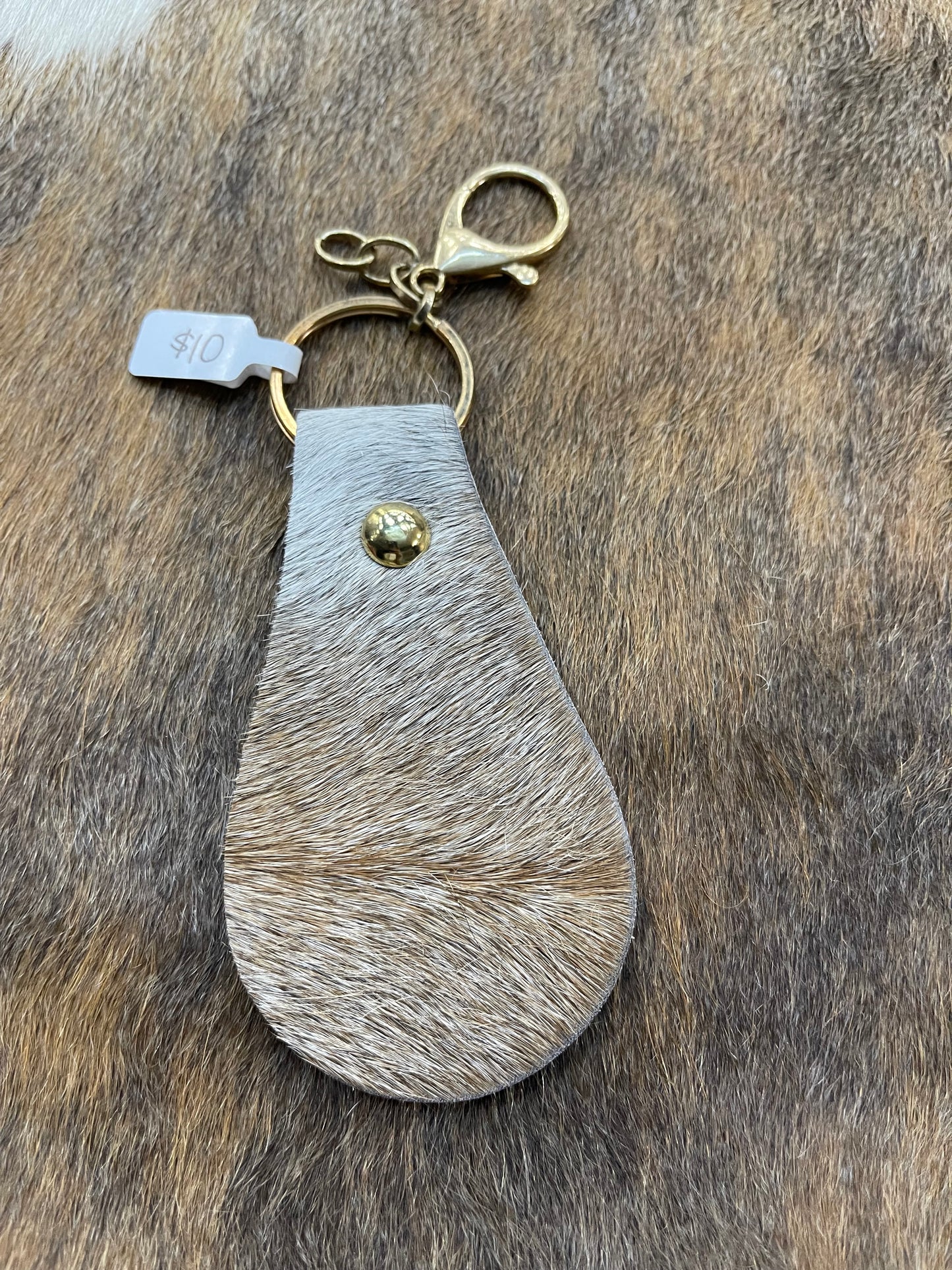 Cowhide keychain fob
