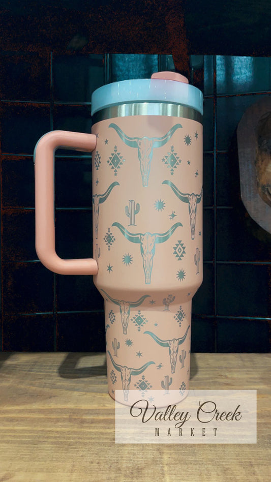 Engraved Western Tumbler Peach