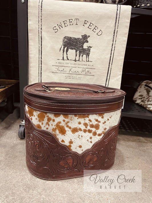 Large Brown Cowhide Makeup Case