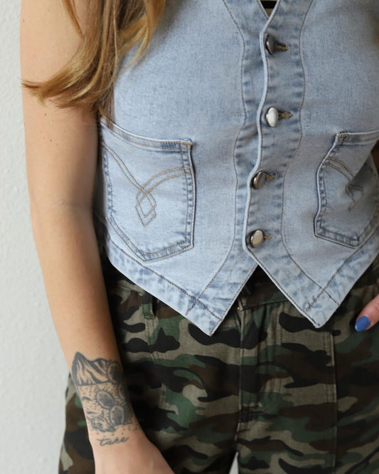 Denim Boot Stitch Vest