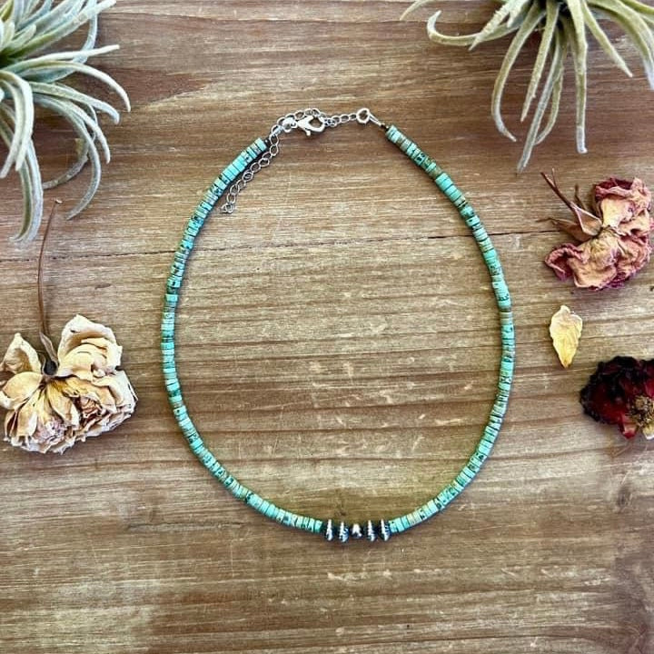Heishi and Sterling Silver Navajo Pearl Choker Necklace