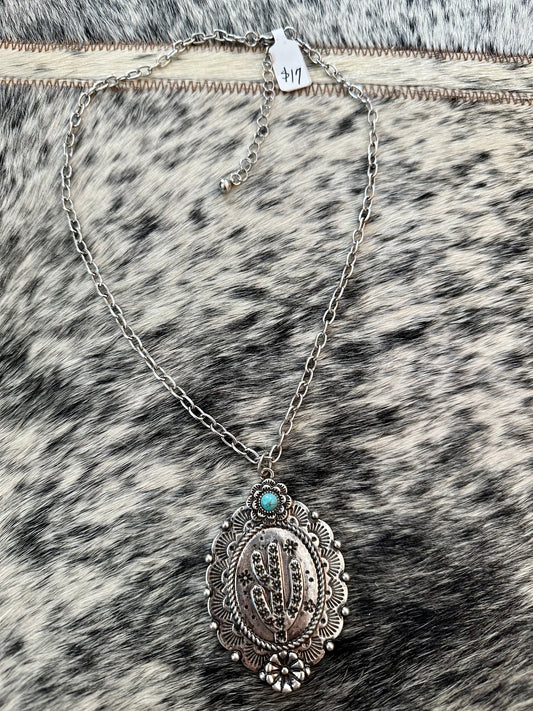 Cactus flower pendant necklace