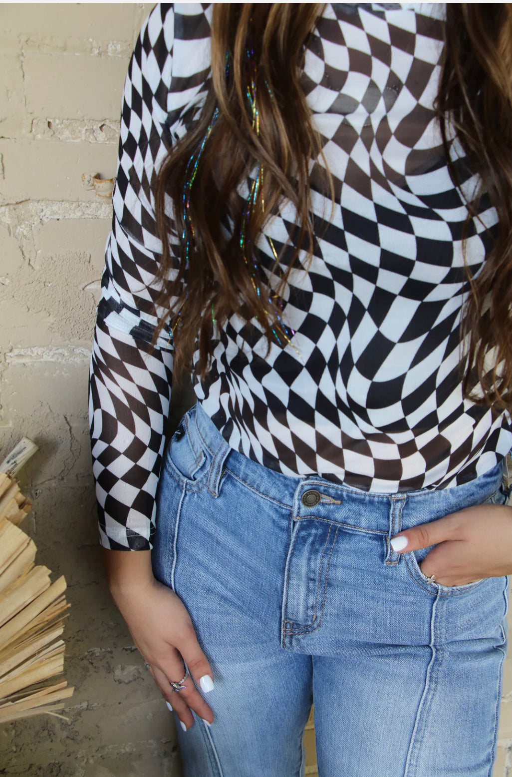 Checkered Mesh Top