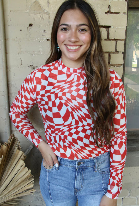 Checkered Mesh Top