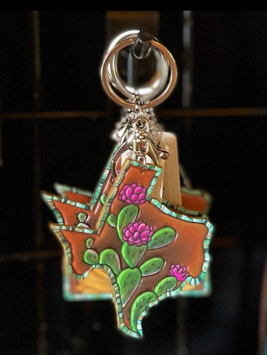 Texas Leather Keychain