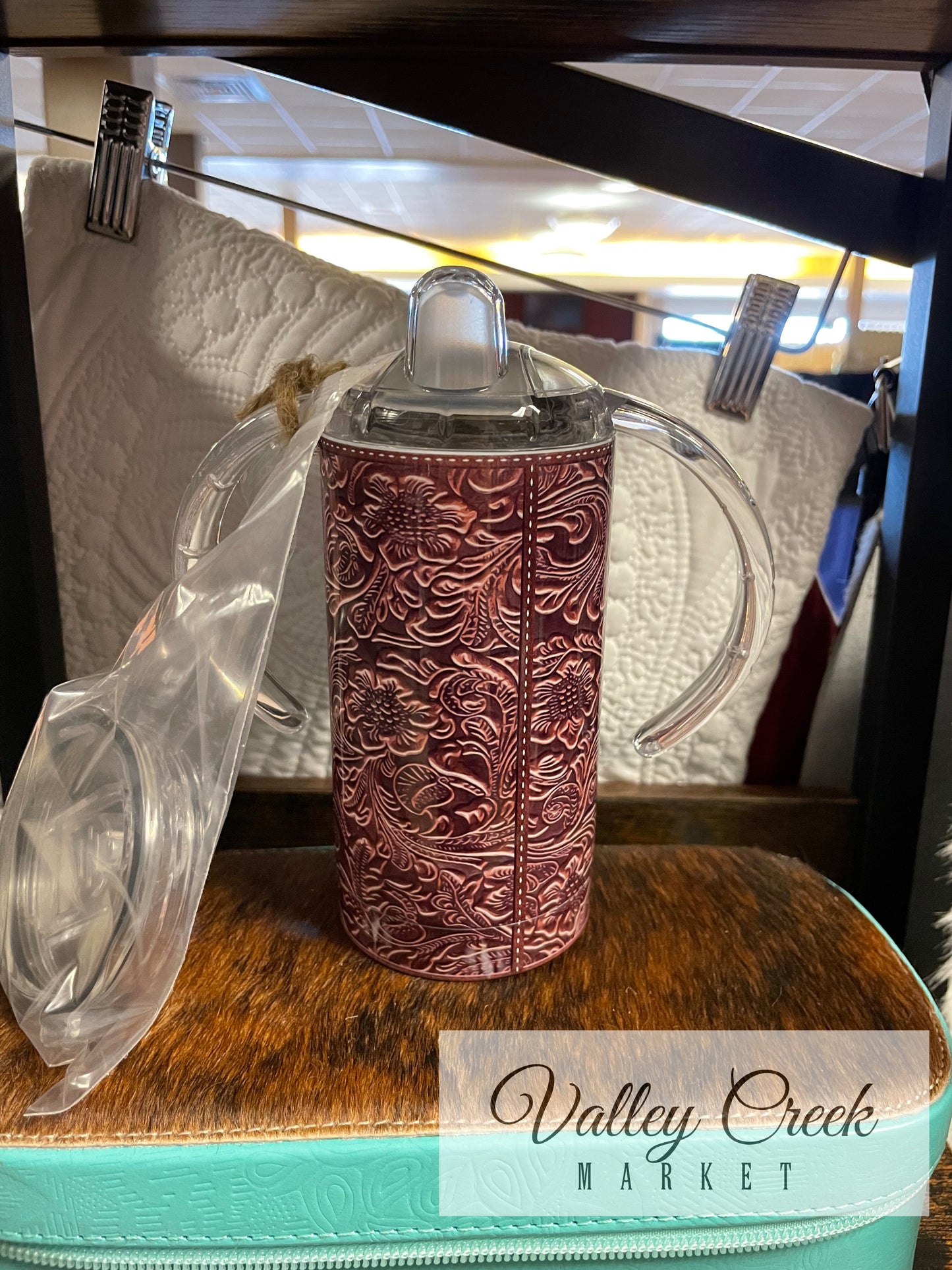 Maroon Leather Buckaroo Drinkware